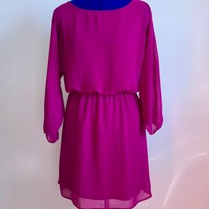 Express Fuchsia Long-Sleeved Dress - Size: S
